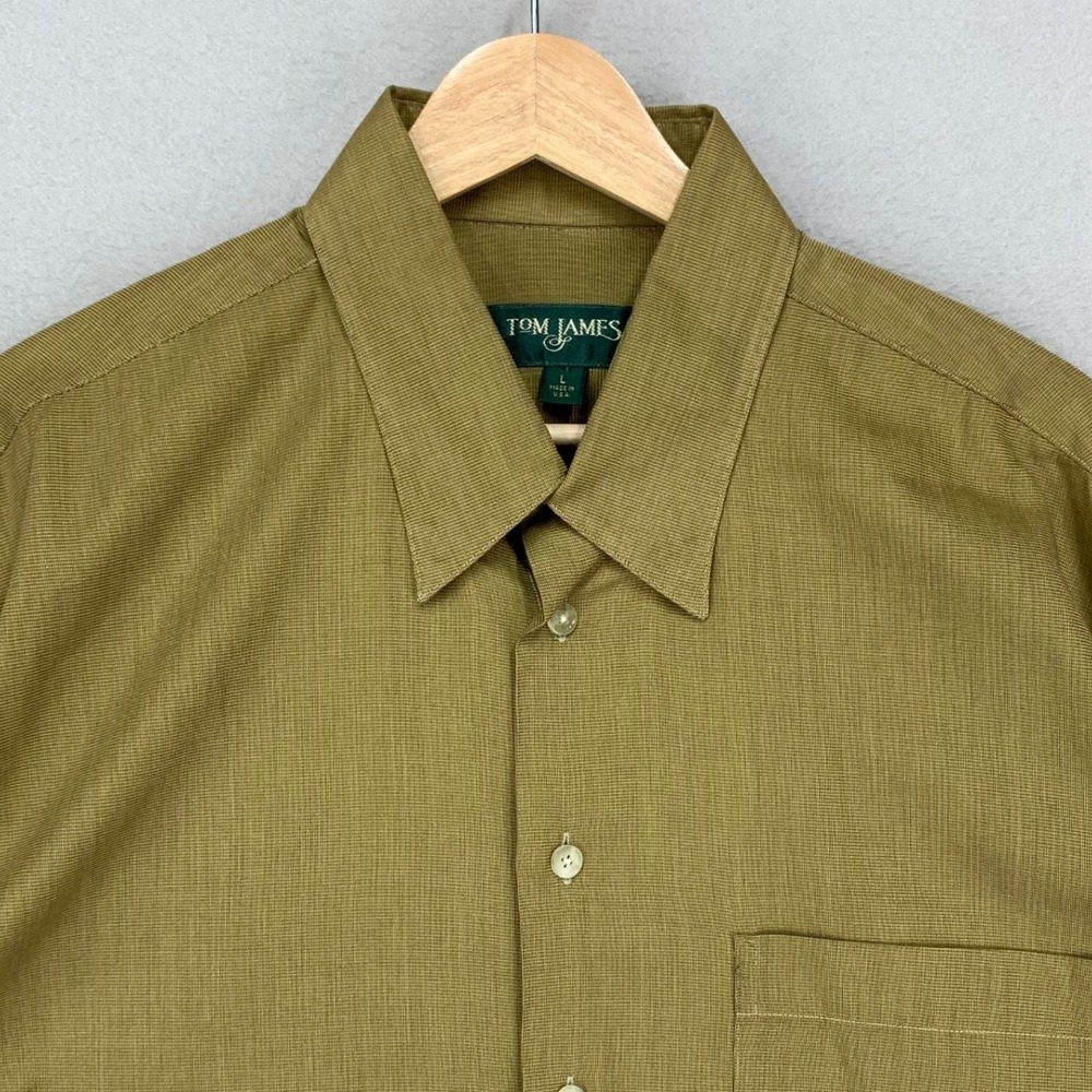 Tom James Oxford Shirt Mens Large Brown Long Sleeve Cotton Minimalist Modern USA